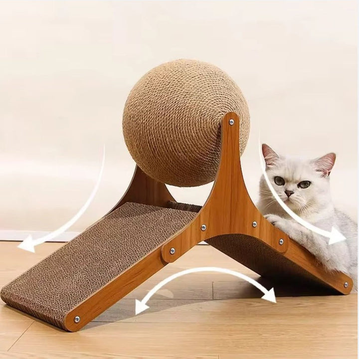 Hendrano™ Cat Scratching Ball Toy with Sisal Rope and Cardboard Ramp