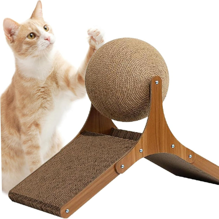 Hendrano™ Cat Scratching Ball Toy with Sisal Rope and Cardboard Ramp