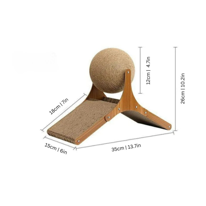 Hendrano™ Cat Scratching Ball Toy with Sisal Rope and Cardboard Ramp
