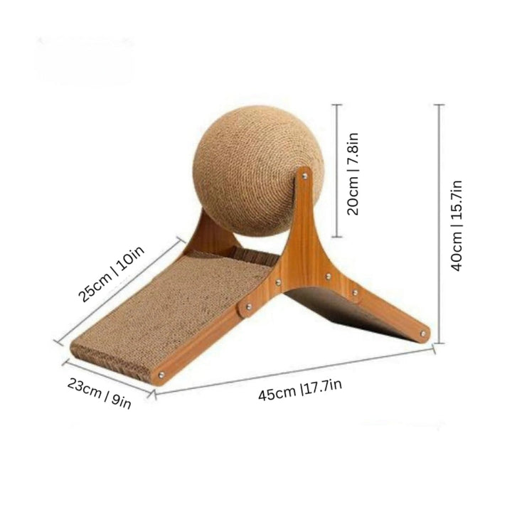 Hendrano™ Cat Scratching Ball Toy with Sisal Rope and Cardboard Ramp