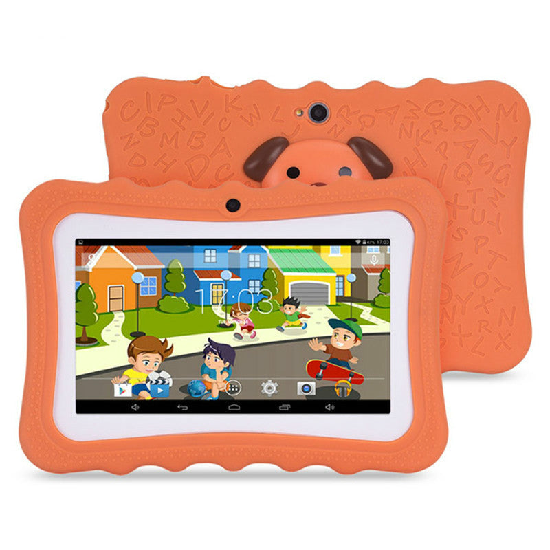 Pink kids tablet in silicone case