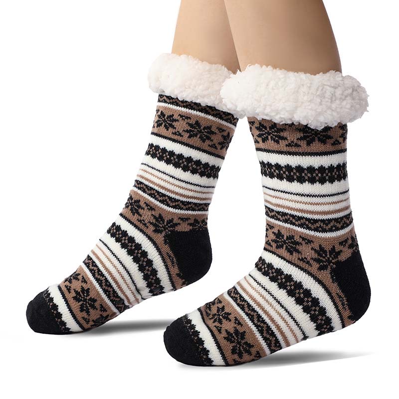 Ultra-Thick Snowflake Slipper Socks with Silicone Grip Soles