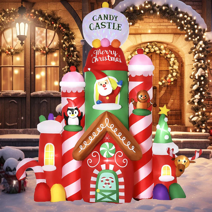 Hendrano 10 ft Inflatable Candy Castle with Santa and Friends
