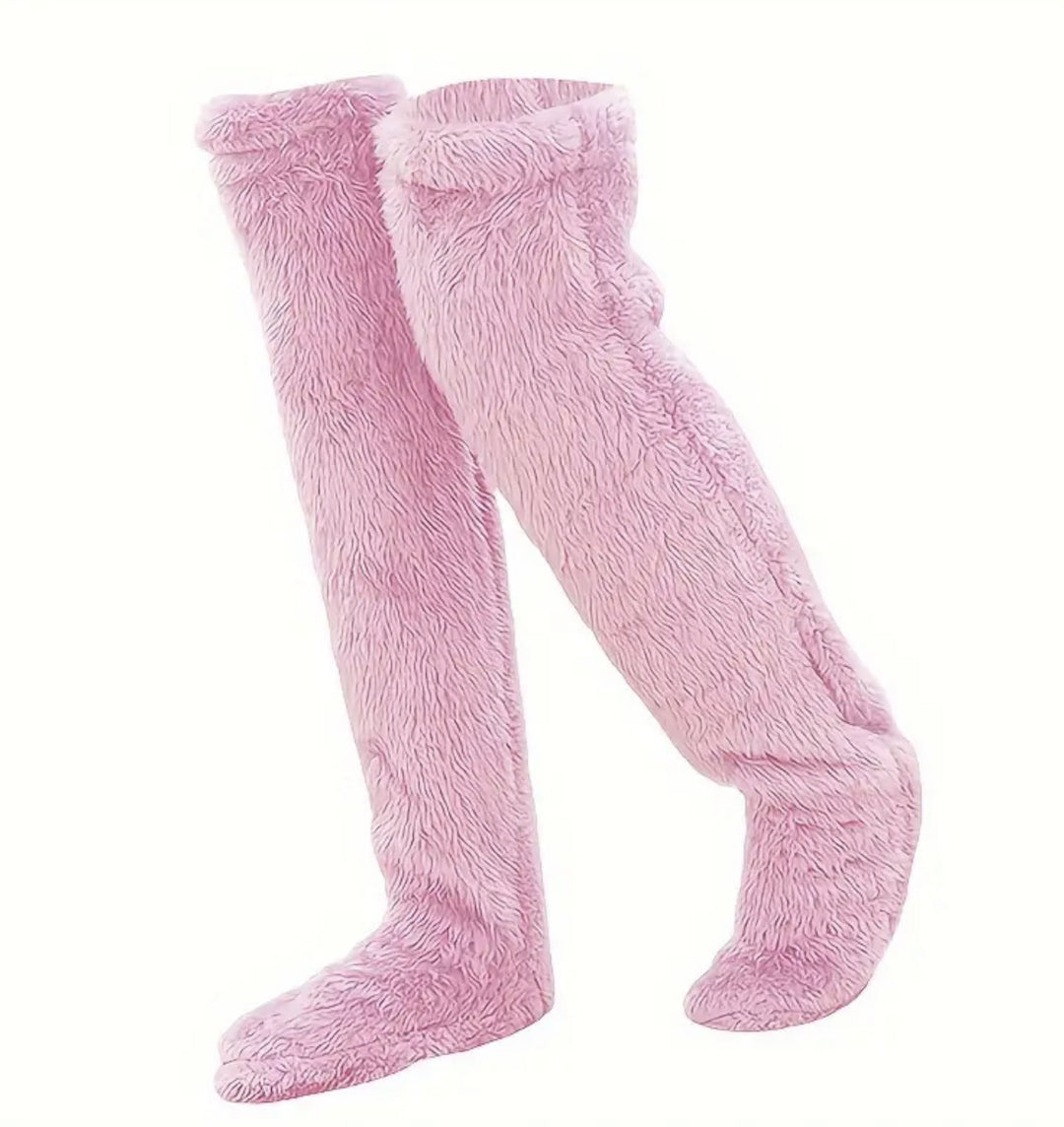 Fluffy over-the-knee plush leg socks
