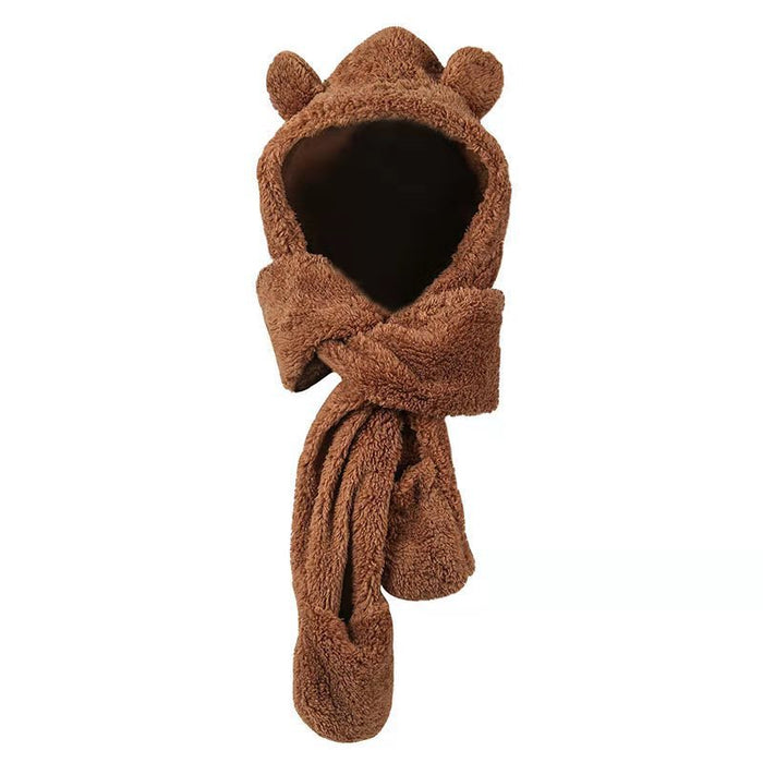 Hendrano 3-in-1 Teddy Hood with Bear Ears and Mitten Pockets