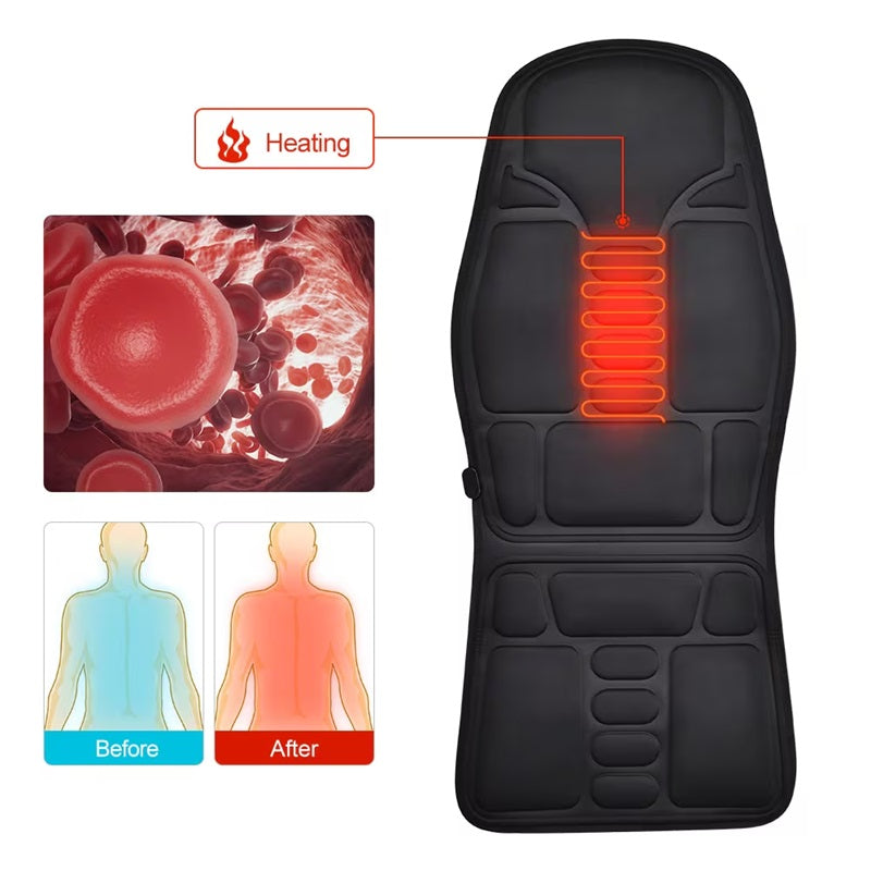 Hendrano™ Heated Massage Chair Pad with 7 Motors for Home &amp; Car