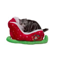 Hendrano™ Christmas Sleigh Pet Bed with Soft Velvet Lining for Cats and Dogs