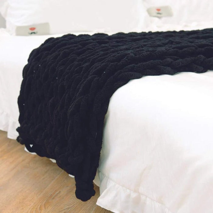 Chenille Chunky Knit Throw Blanket with Big Loop Stitches