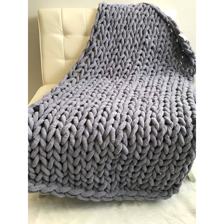 Chenille Chunky Knit Throw Blanket with Big Loop Stitches