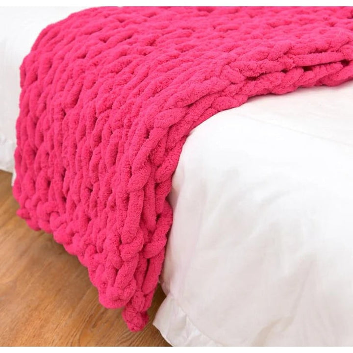 Chenille Chunky Knit Throw Blanket with Big Loop Stitches