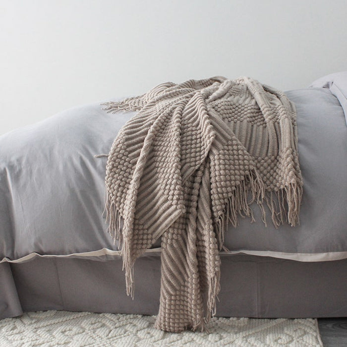 Hendrano™ Popcorn Knit Throw Blanket with Fringe – Super Soft and Oversized