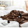 Hendrano™ Chunky Waffle Knit Throw Blanket with Pom-Pom Tassels