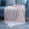 Hendrano™ Textured Stripe Knit Throw Blanket with Knotted Tassel Fringe