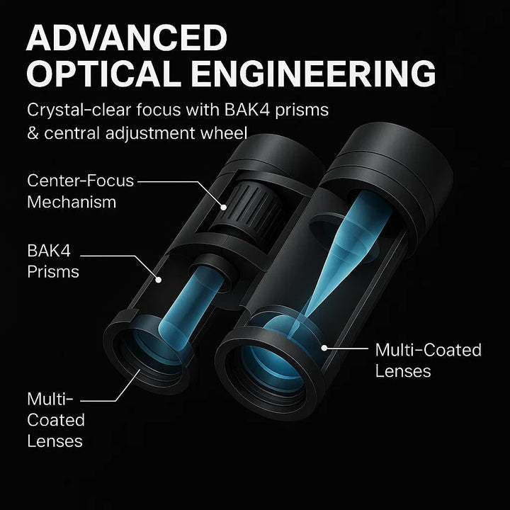 Hendrano™ Compact Folding Binoculars, Water-Resistant with Center Focus