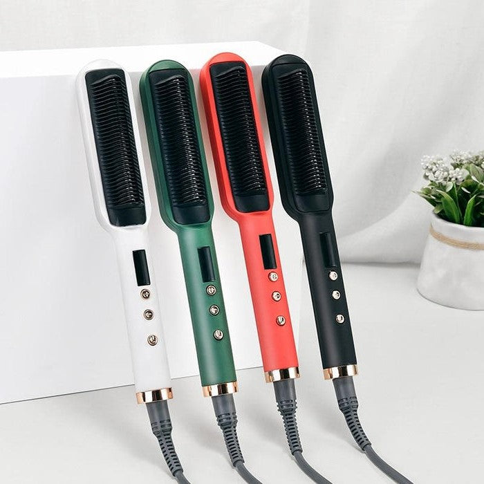 Heated Hair Straightener Brush for Smooth, Frizz-Free Styling