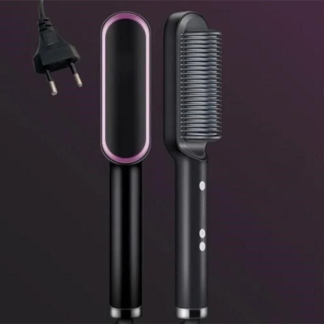 Heated Hair Straightener Brush for Smooth, Frizz-Free Styling