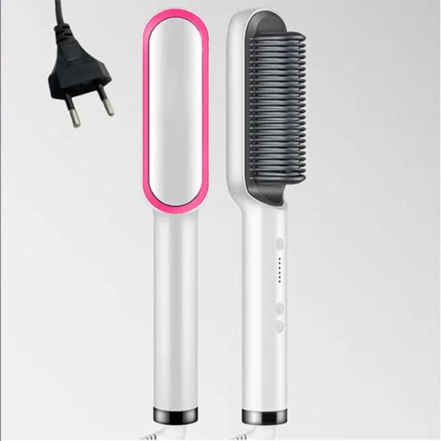 Heated Hair Straightener Brush for Smooth, Frizz-Free Styling