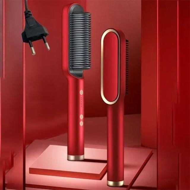 Heated Hair Straightener Brush for Smooth, Frizz-Free Styling