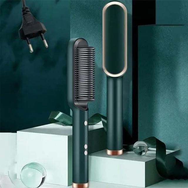 Heated Hair Straightener Brush for Smooth, Frizz-Free Styling