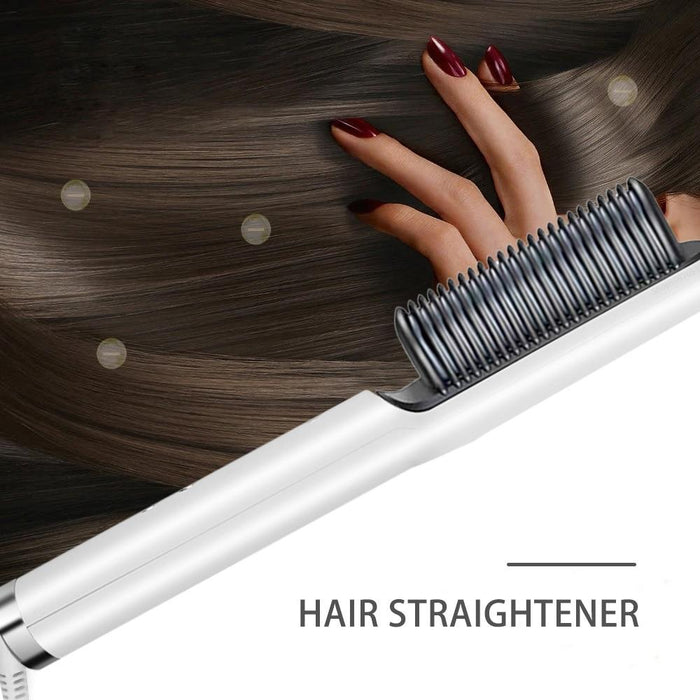 Heated Hair Straightener Brush for Smooth, Frizz-Free Styling