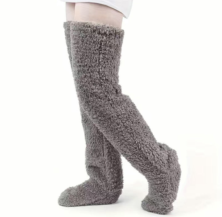 Fluffy over-the-knee plush leg socks