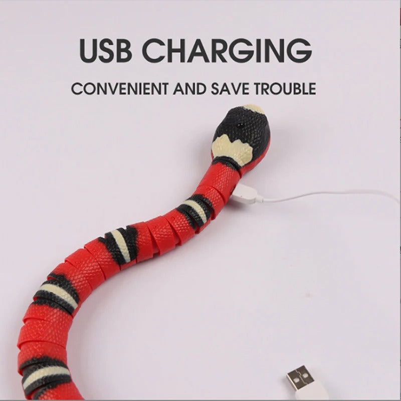 Interactive Robotic Snake Cat Toy with Obstacle Sensors