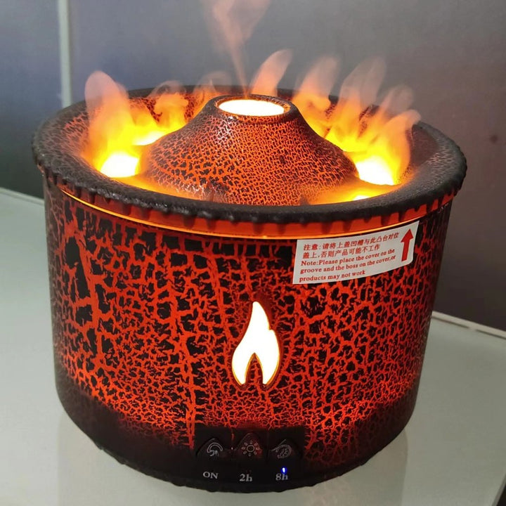 Volcano Flame Diffuser with Jellyfish Mist Rings and Timer