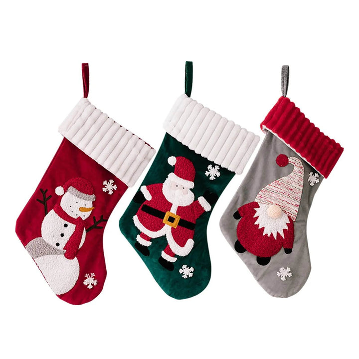 Gold Velvet Patch Christmas Stocking Ornament