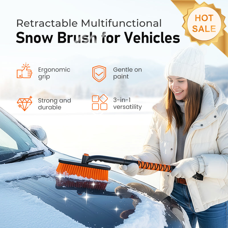 3-in-1 Extendable Snow Brush and Ice Scraper with Pivoting Head