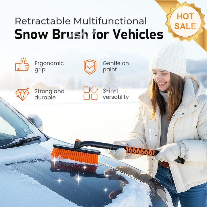 3-in-1 Extendable Snow Brush and Ice Scraper with Pivoting Head