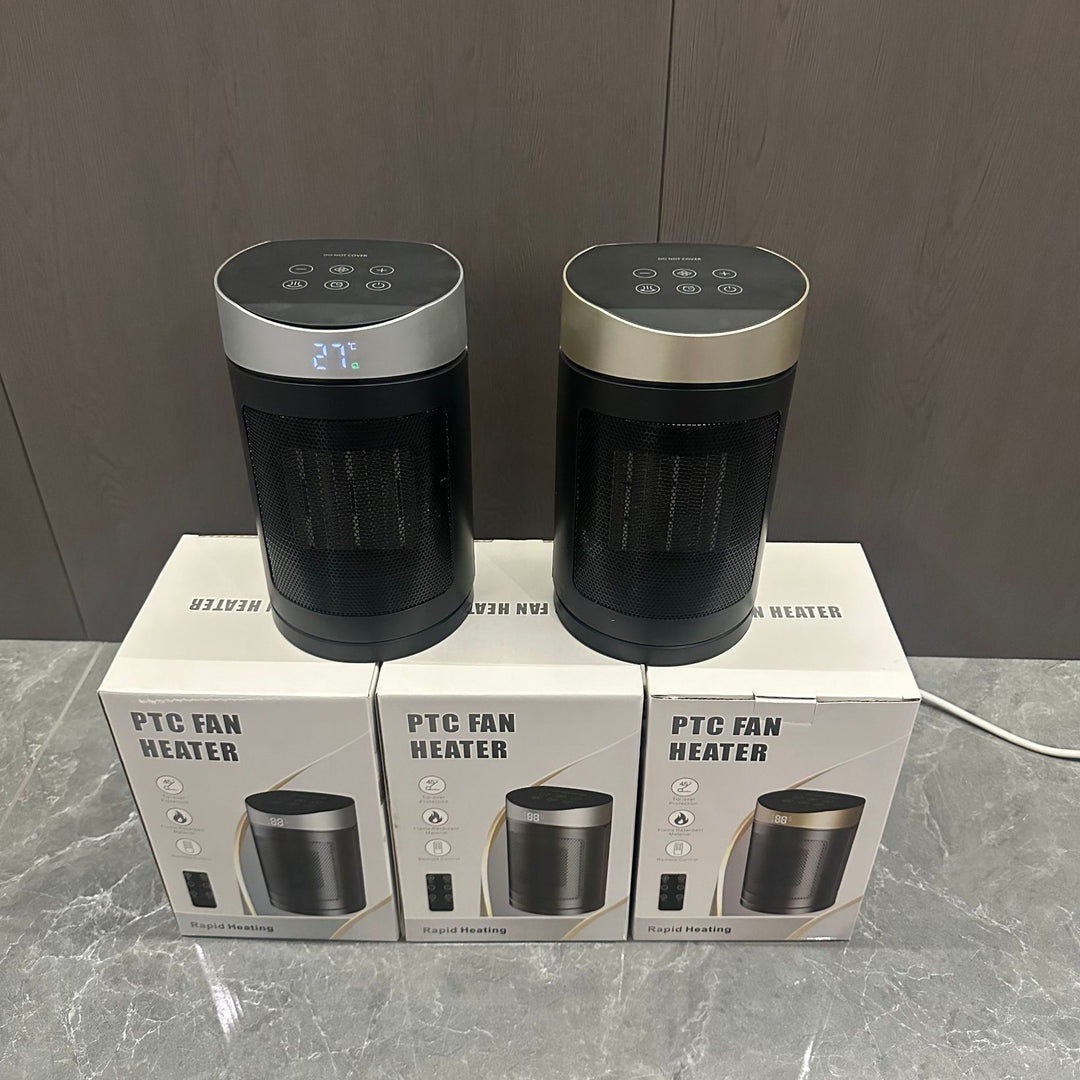 Black and gold oscillating tower heater