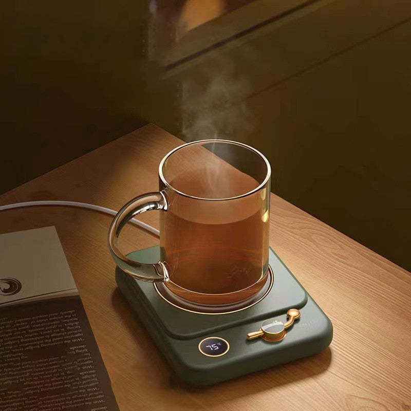 Retro green mug warmer with coffee cup