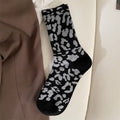 Brown leopard print mid-calf crew socks