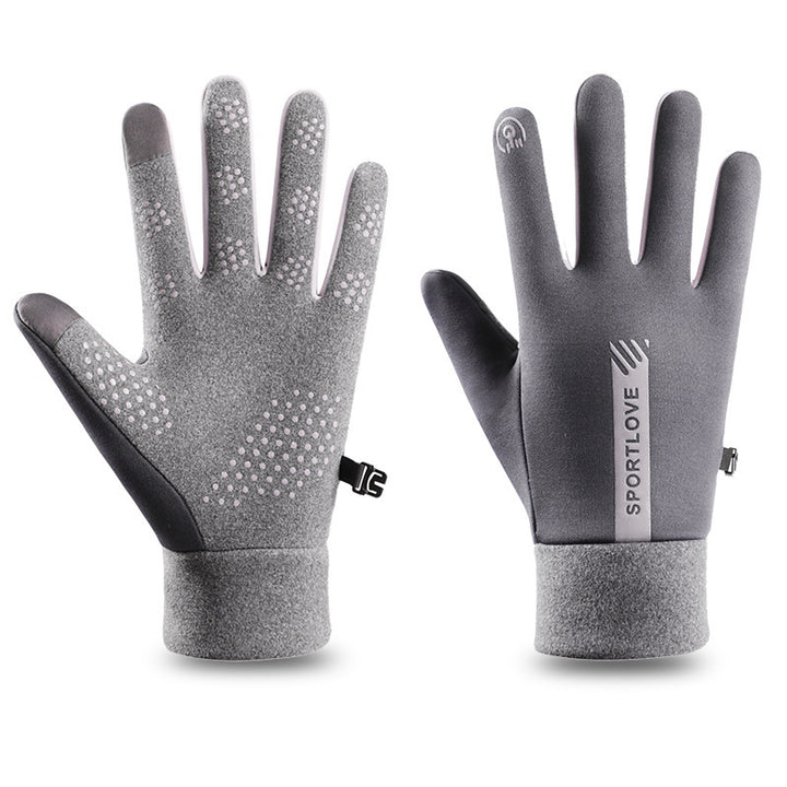 Black water-repellent touchscreen winter gloves