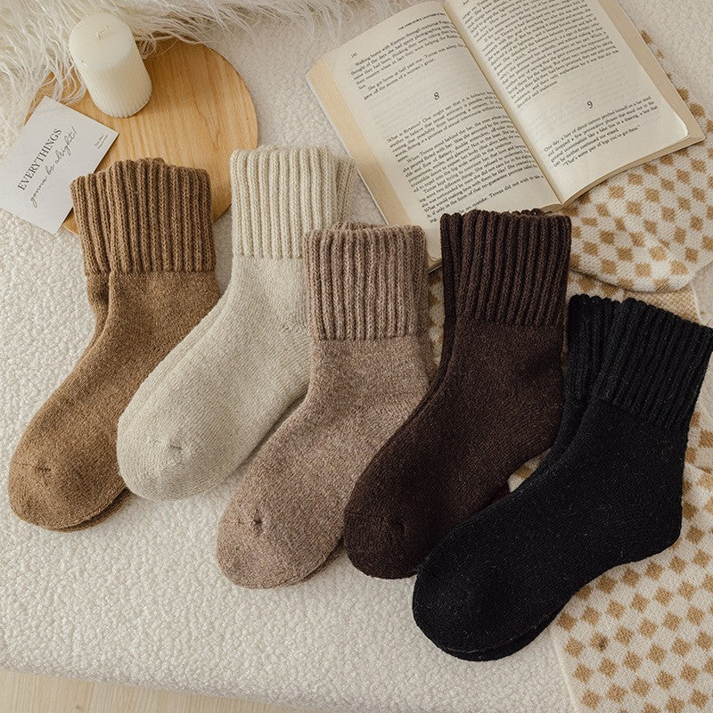 Thick terry plush mid-calf winter socks