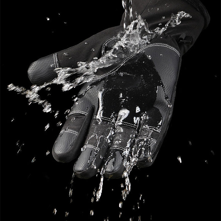 Black winter gloves with flip-open fingertips