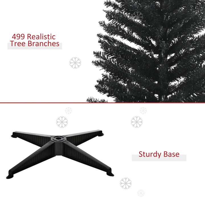 Slim black pencil Christmas tree in a living room