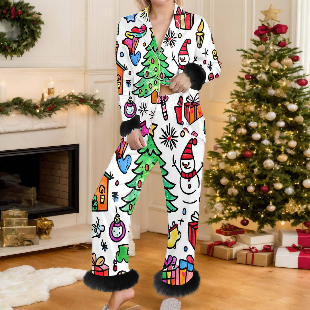 Woman in a red Santa pajama set