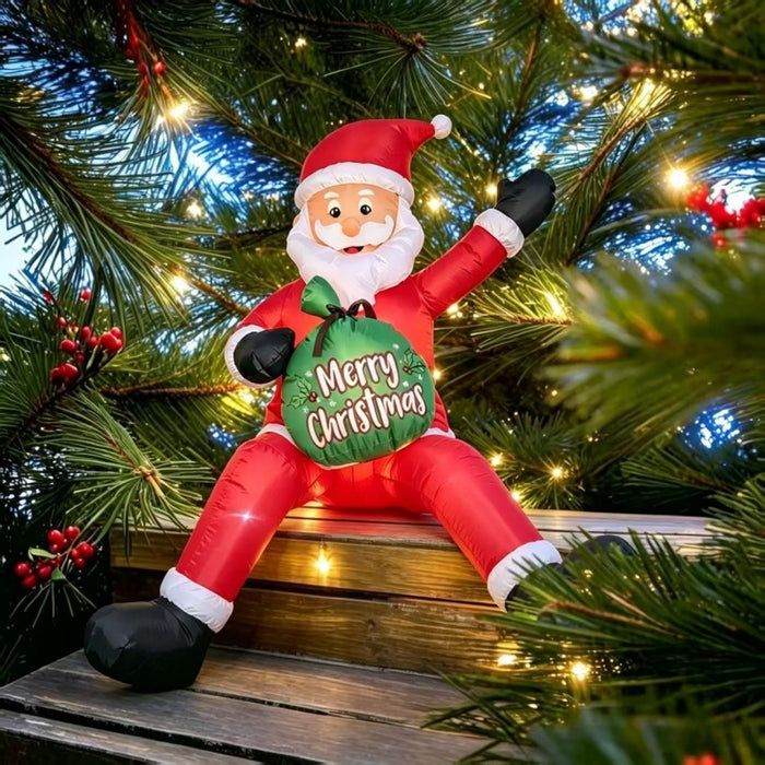 Hendrano Inflatable Santa Claus with Gift Sack, Self-Inflating
