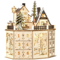 Lighted wooden village advent calendar