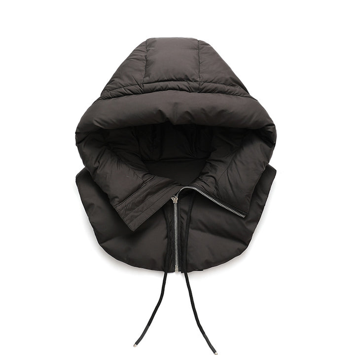 Quilted down hood with neck warmer