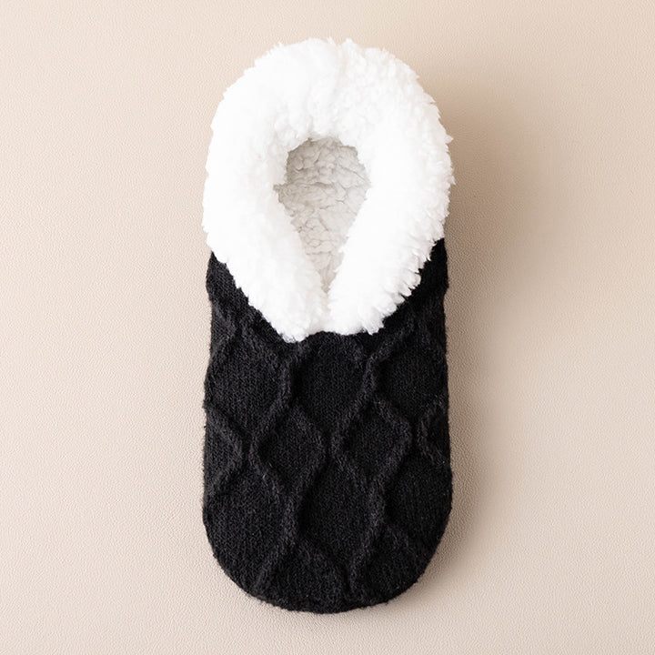 Plush-lined slipper socks with grip dots