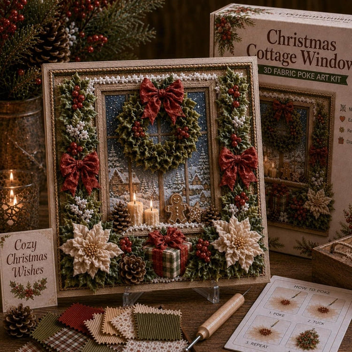3D fabric poke art Christmas cardinal in frame