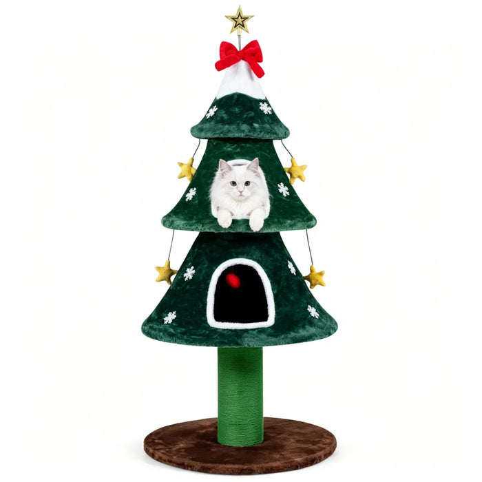 Hendrano Christmas Tree Cat Tower with Sisal Post and 2 Condos