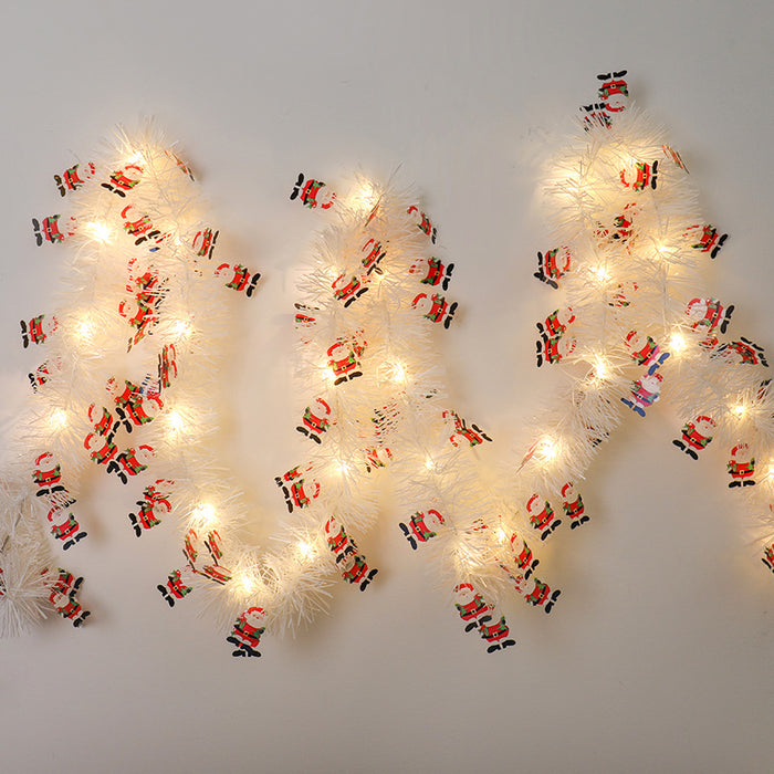 Hendrano Christmas Tinsel Garland with LED Lights and Figures