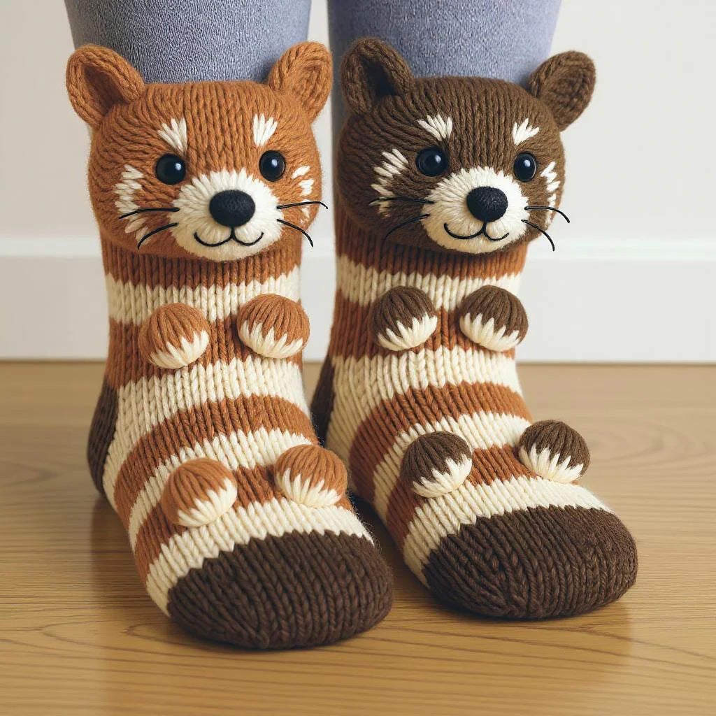 Socks with 3D crochet sloth on ankle