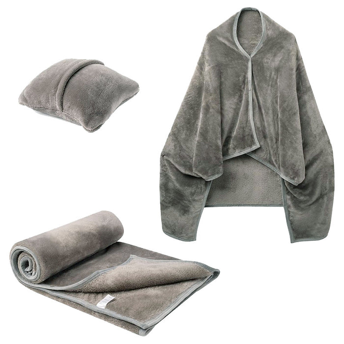 Hendrano 3-in-1 Fleece Blanket That Turns Into a Shawl or Pillow