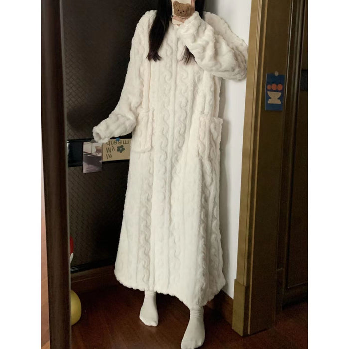 Hendrano Long Coral Fleece Nightgown with Pockets