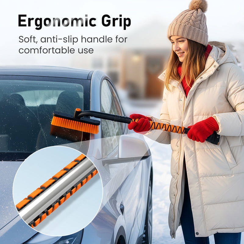 3-in-1 Extendable Snow Brush and Ice Scraper with Pivoting Head