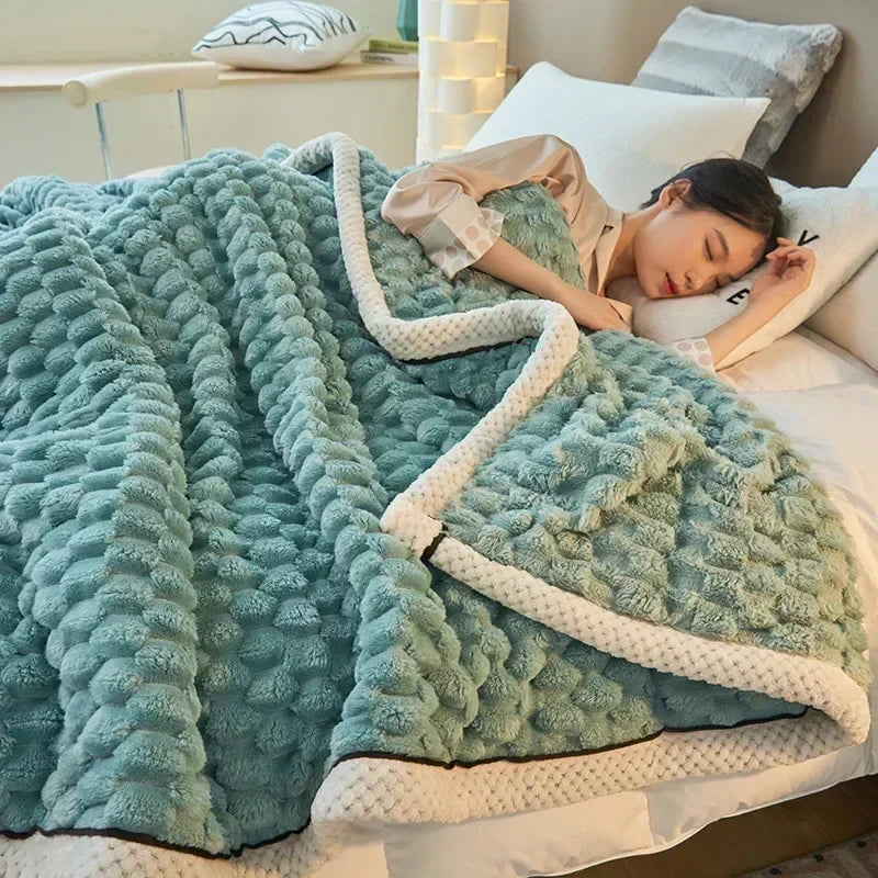 Thick Coral Fleece Blanket with Playful Turtle Velvet Texture